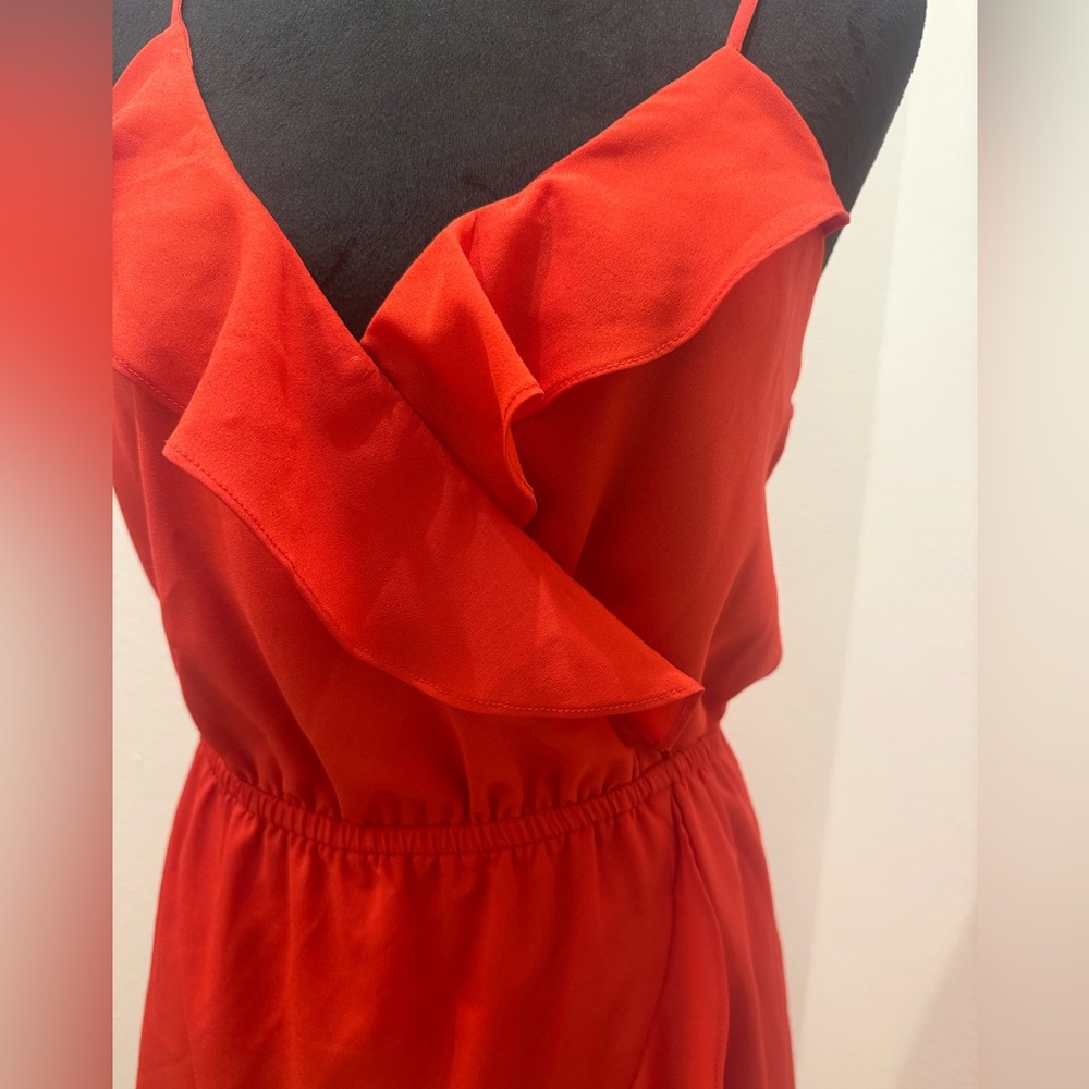 Bebe Small Red Ruffle Wrap Mini Dress - Picture 2 of 6